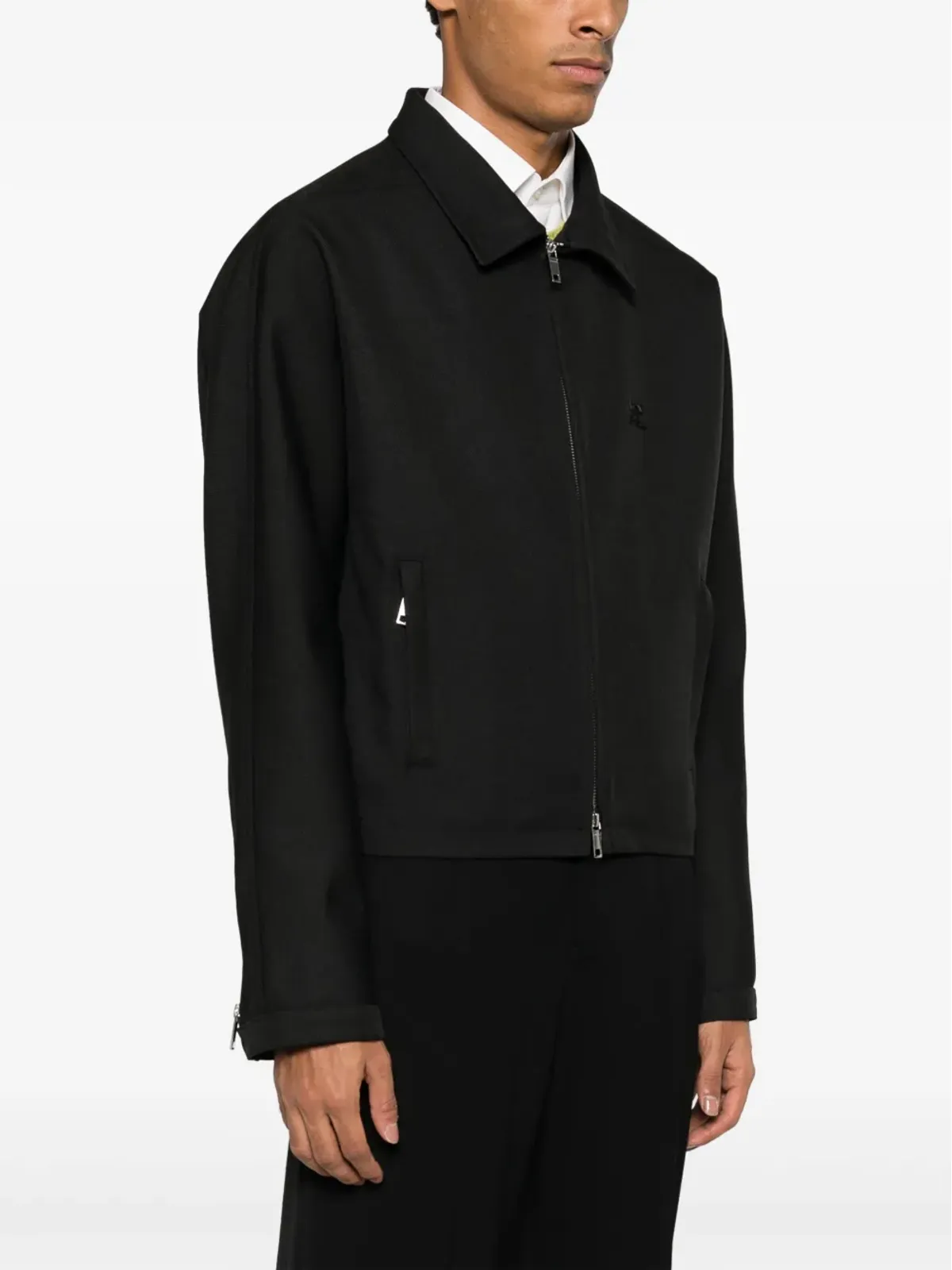Courrèges とがったフラットカラー ジップアップ ジャケット - ブラック - 画像3
