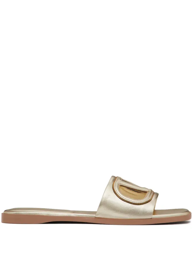Valentino Garavani Valentino Garavani Vロゴ カットアウト サンダル - ゴールドの商品画像