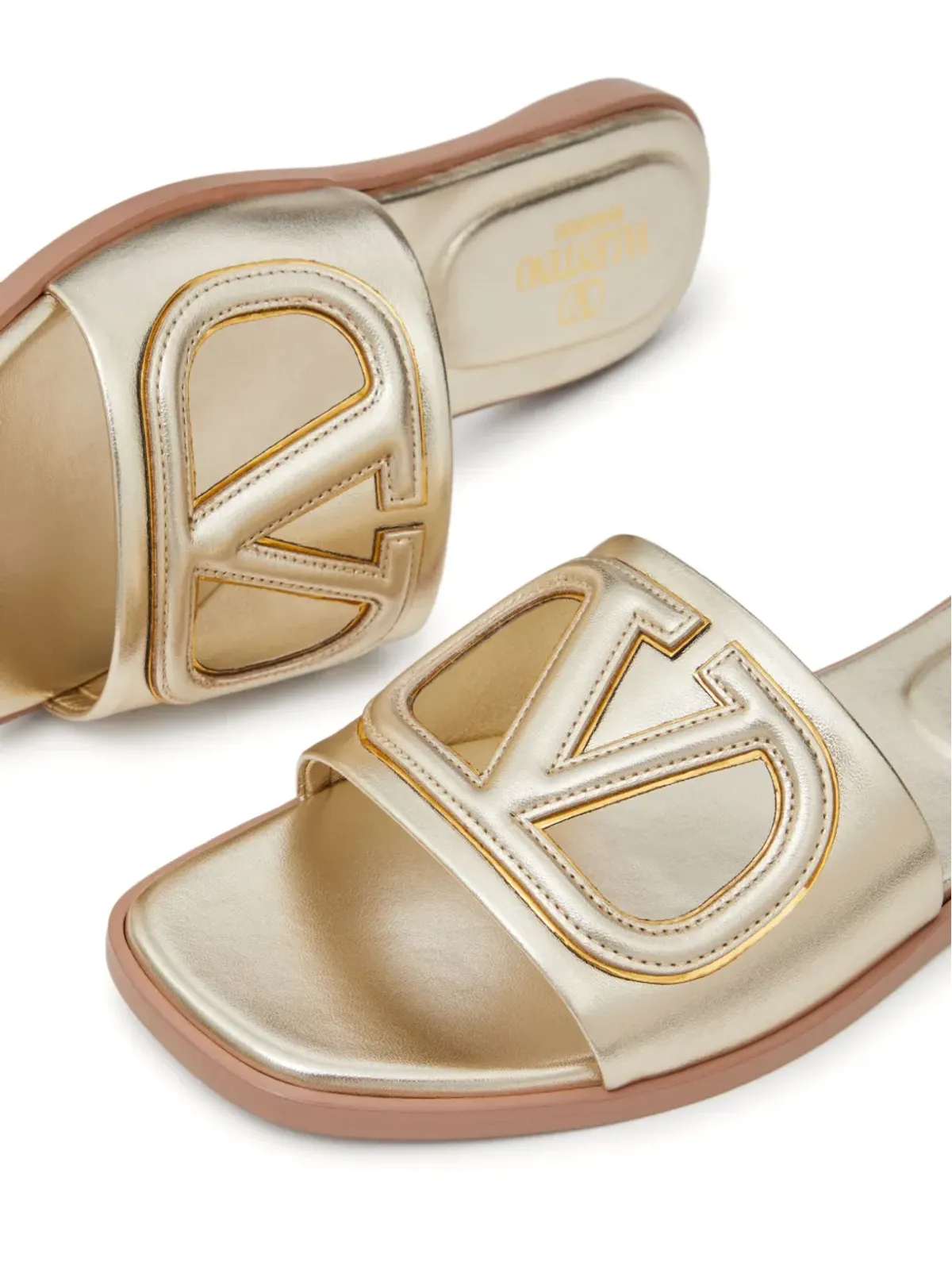 Valentino Garavani Vロゴ カットアウト サンダル - ゴールド - 画像5