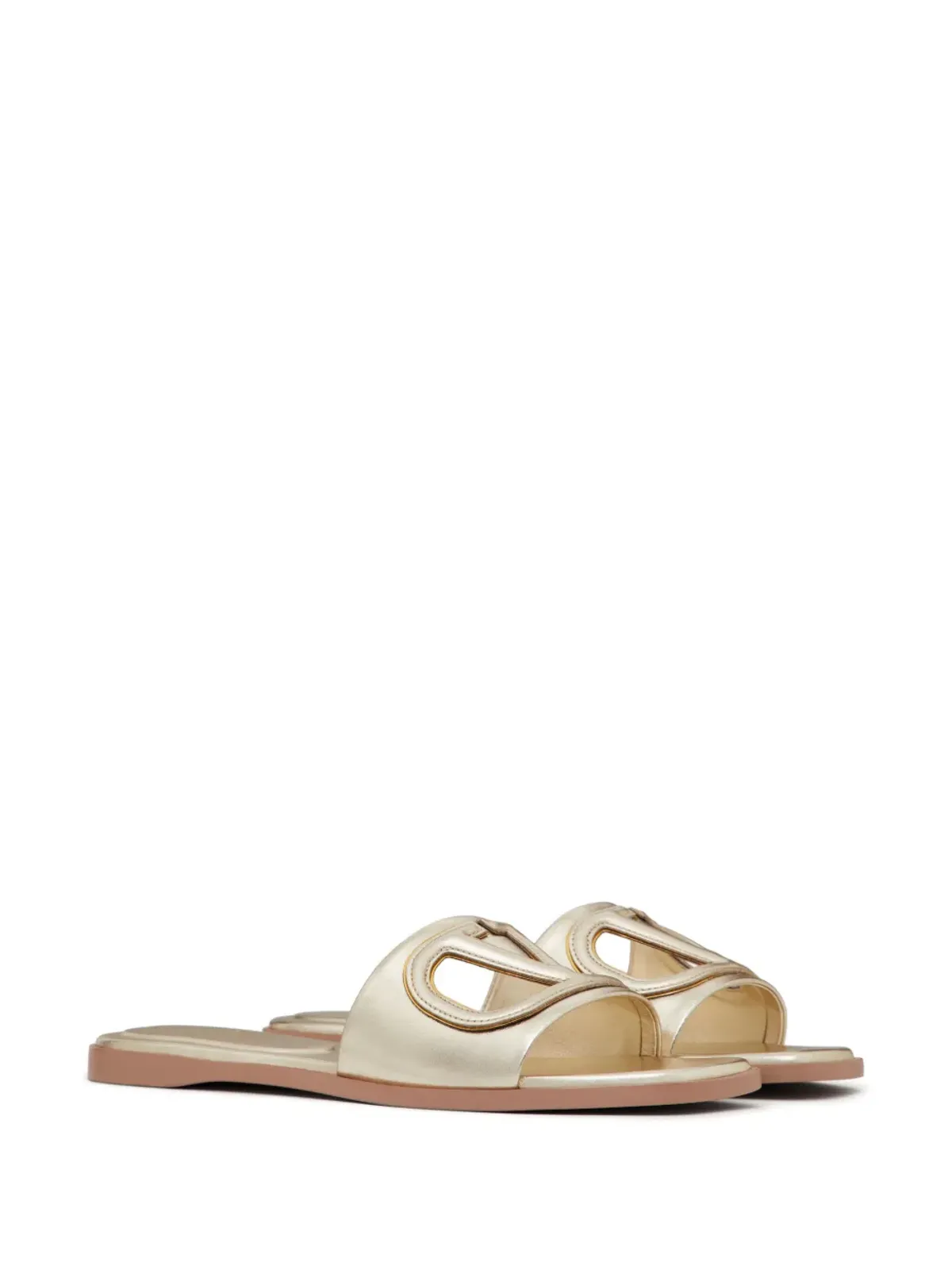 Valentino Garavani Vロゴ カットアウト サンダル - ゴールド - 画像2
