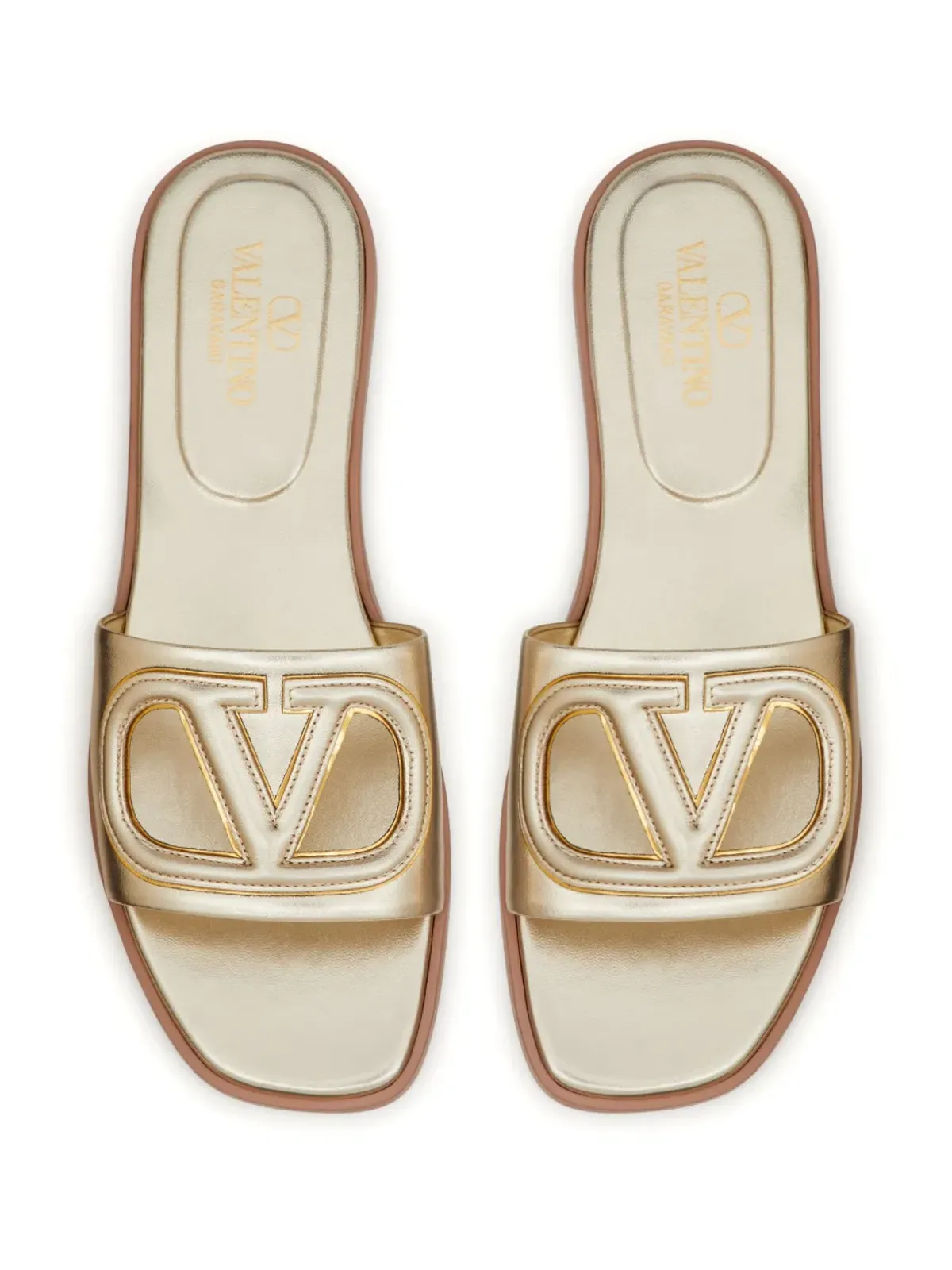 Valentino Garavani Vロゴ カットアウト サンダル - ゴールド - 画像4