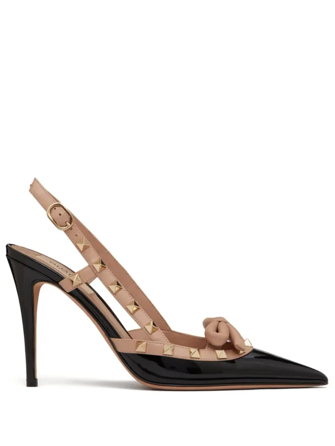 Valentino Garavani ビンテージ Valentino Garavani ロックスタッド ボウ スリングバック パンプスの商品画像