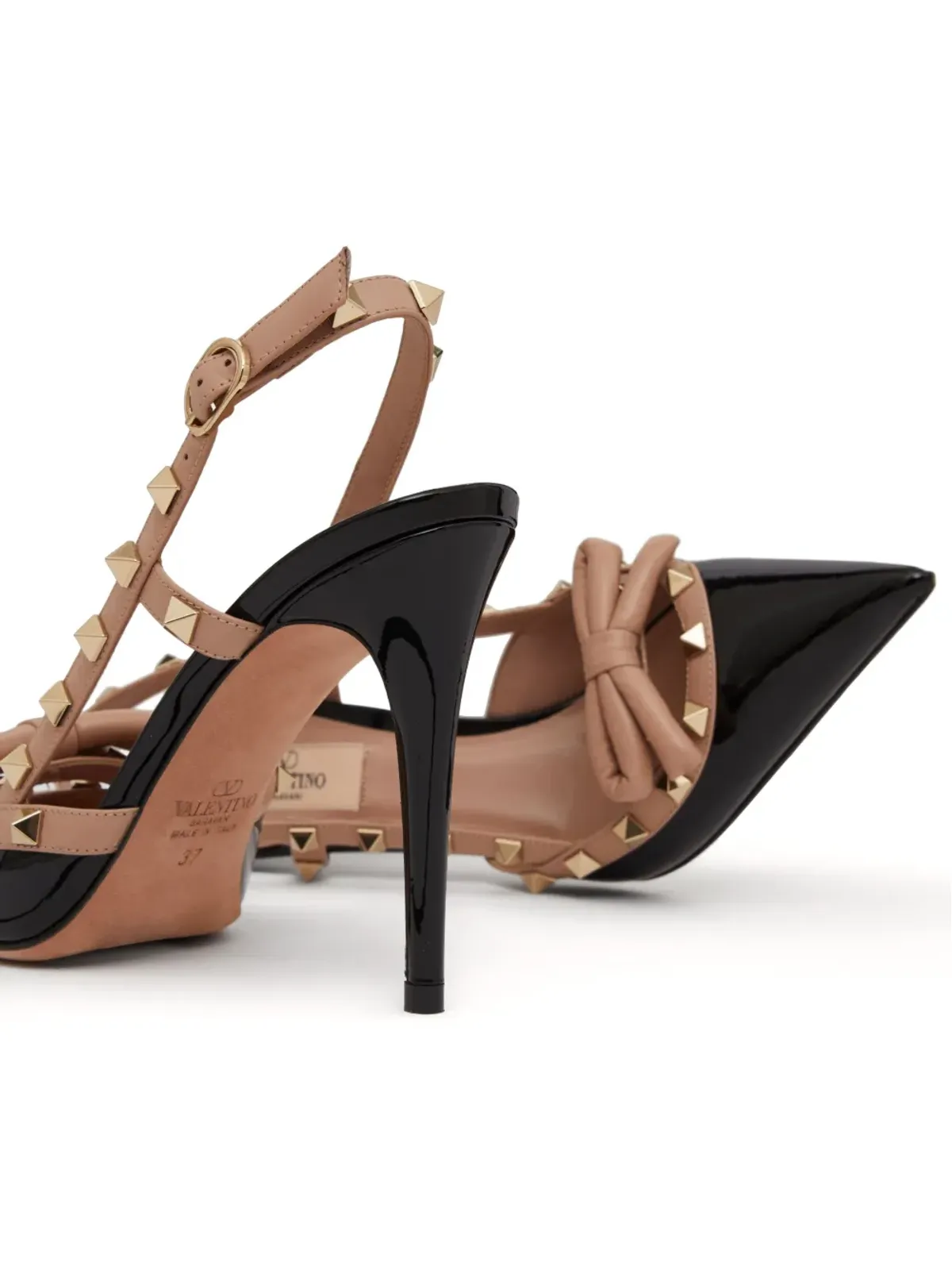 ビンテージ Valentino Garavani ロックスタッド ボウ スリングバック パンプス - 画像5