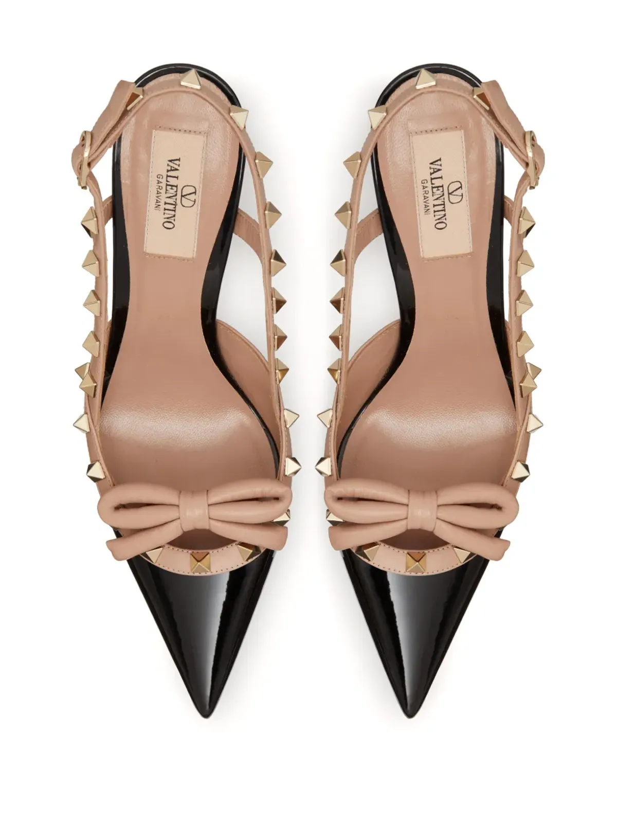 ビンテージ Valentino Garavani ロックスタッド ボウ スリングバック パンプス - 画像4
