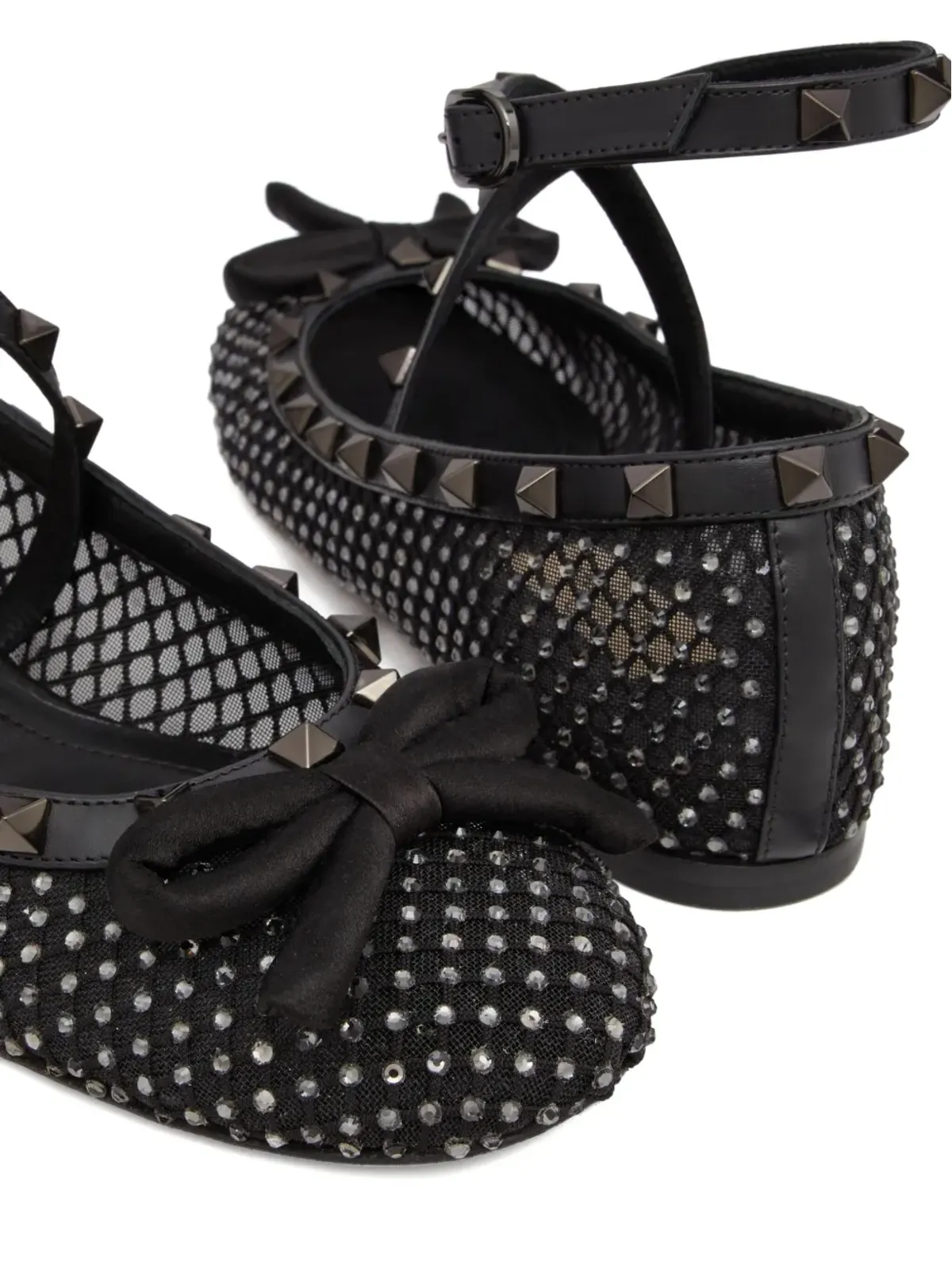 Valentino Garavani ロックスタッド メッシュ バレエフラット - ブラック - 画像5