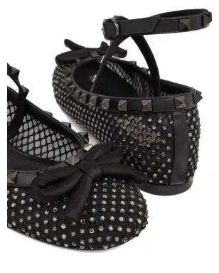 Valentino Garavani ロックスタッド メッシュ バレエフラット - ブラック - サムネイル5