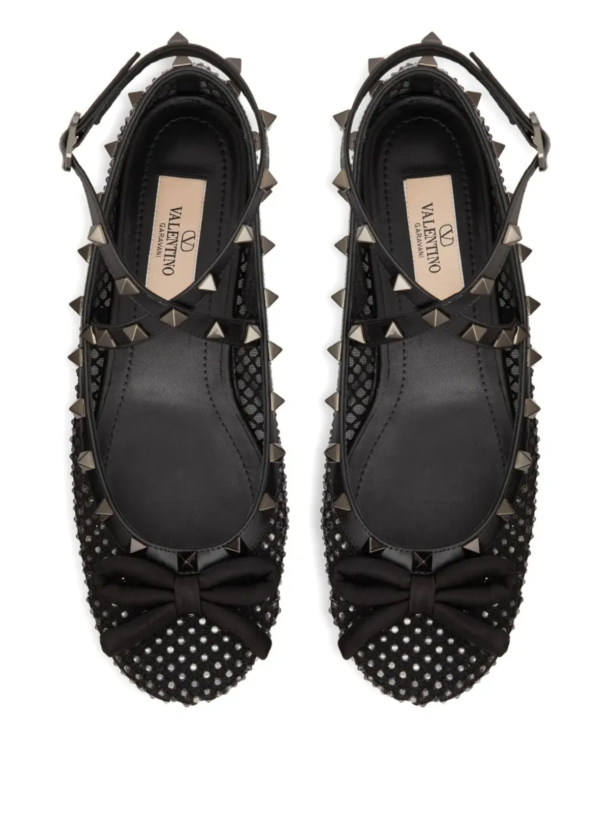 Valentino Garavani ロックスタッド メッシュ バレエフラット - ブラック - 画像4