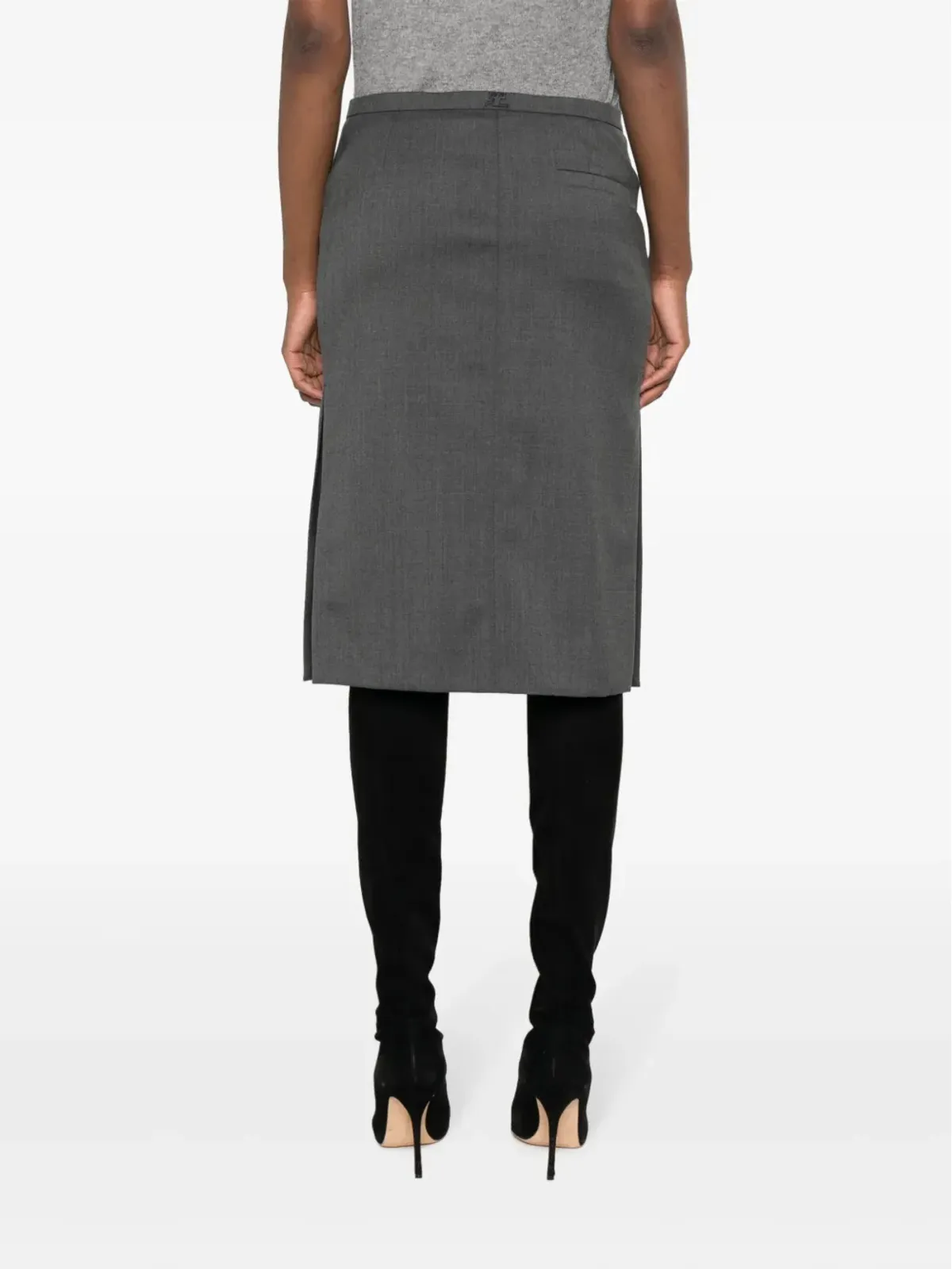 Courrèges ロゴパッチ ストレートスカート - グレー - 画像4