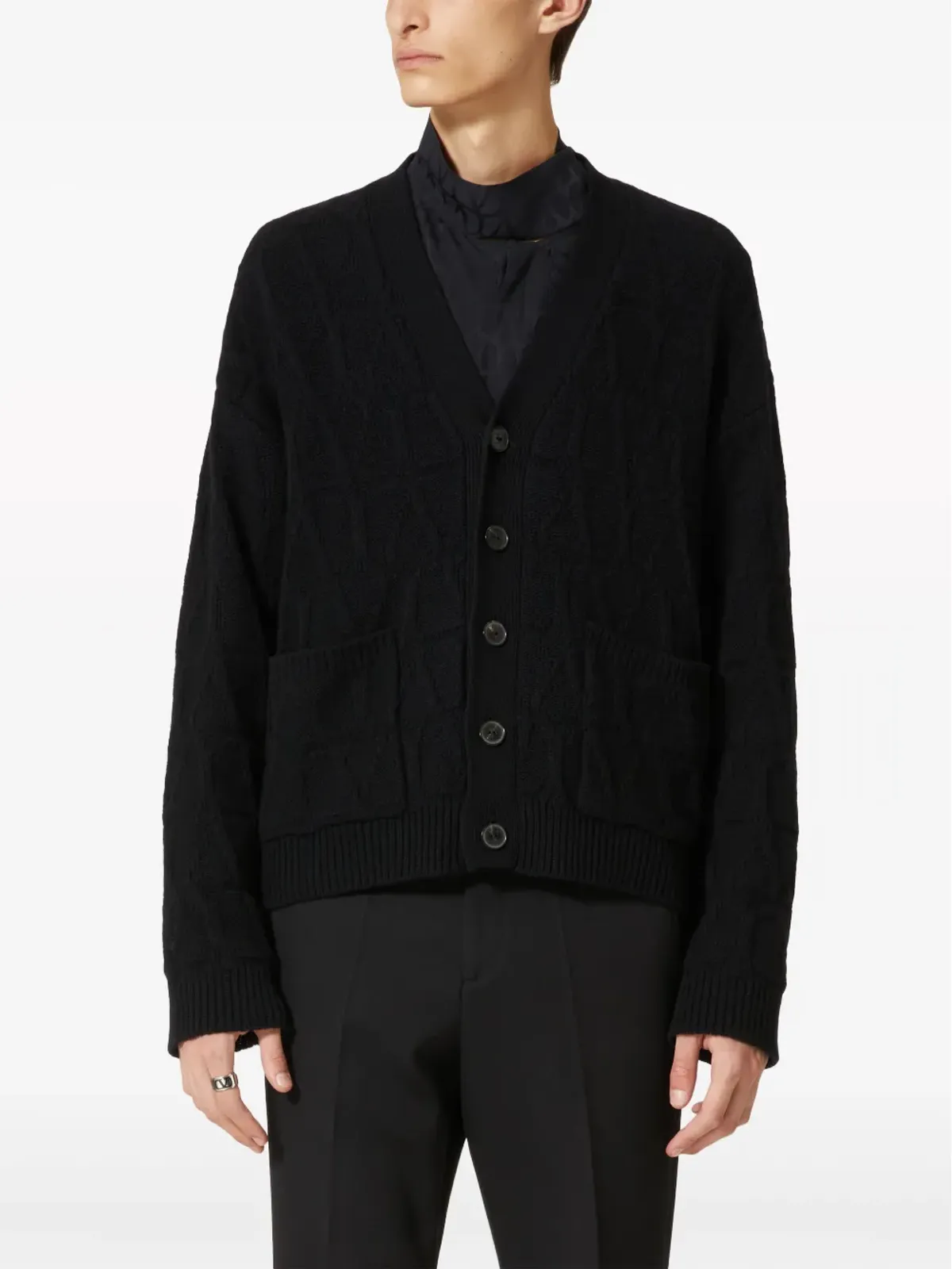 Valentino Garavani Toile Iconographe ウール カーディガン - ブラック - 画像3