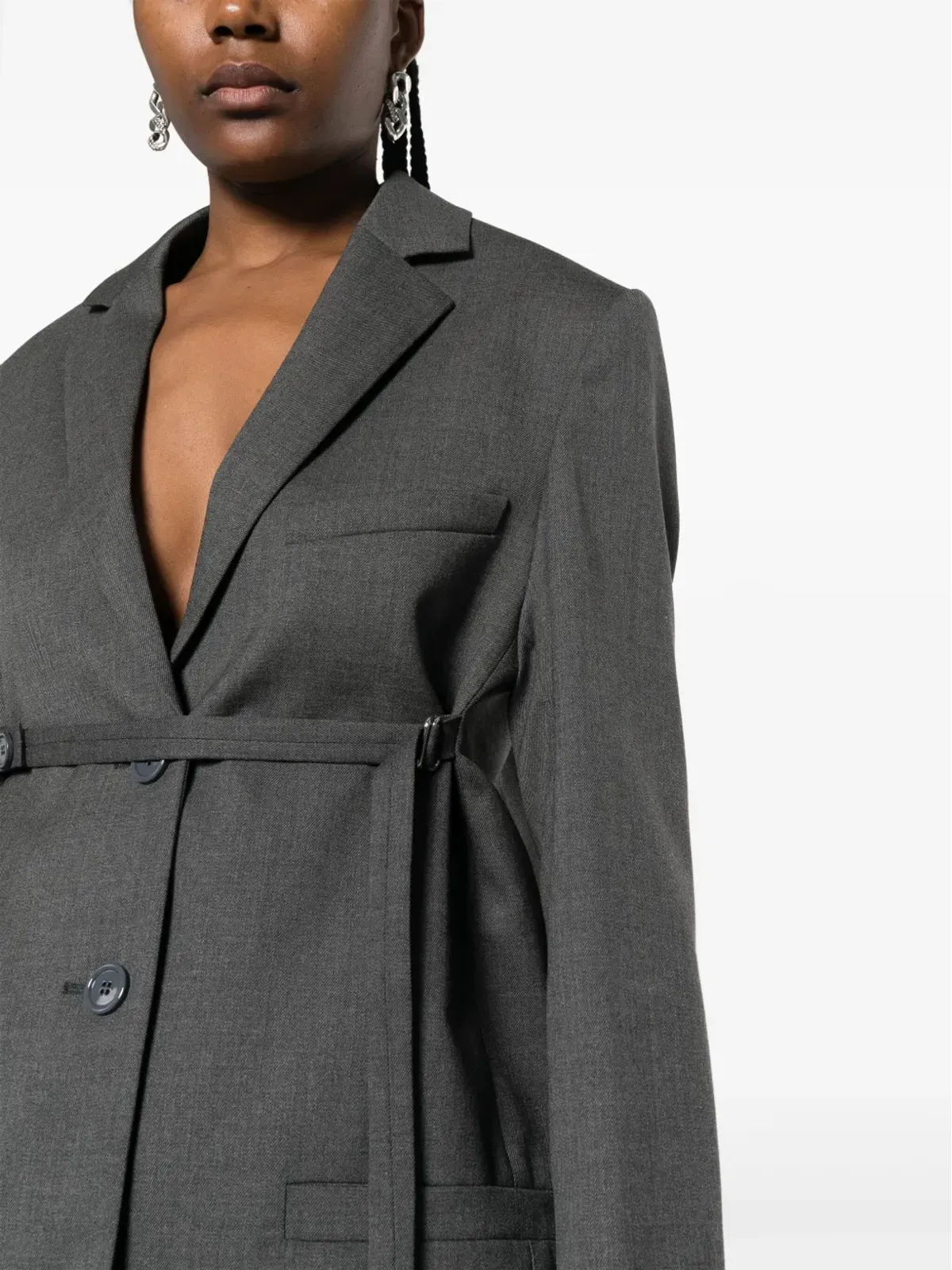 Courrèges テーラードベルト付きブレザー - グレー - 画像5