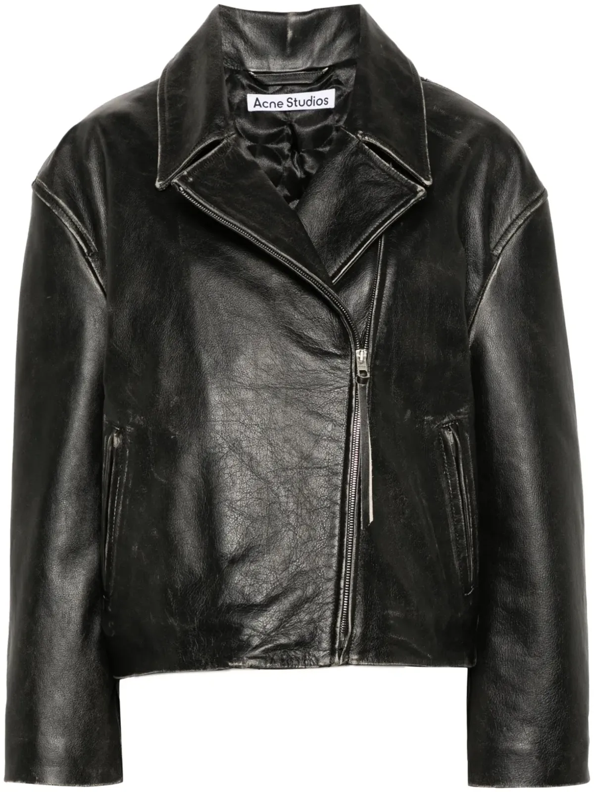Acne Studios distressed-effect バイカージャケット ブラック - 画像1