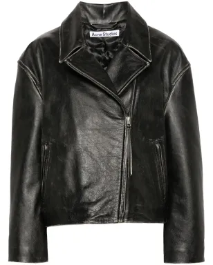 Acne Studios distressed-effect バイカージャケット ブラック - サムネイル1