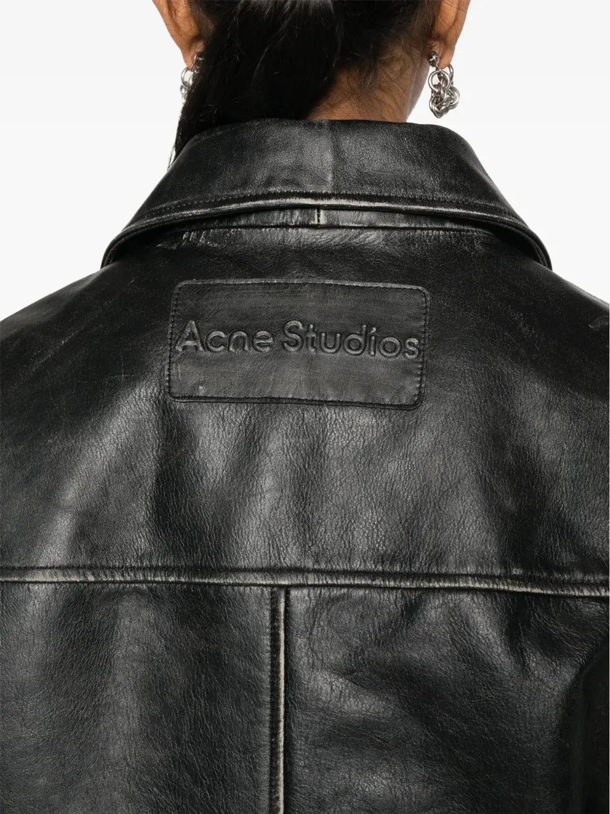 Acne Studios distressed-effect バイカージャケット ブラック - 画像5