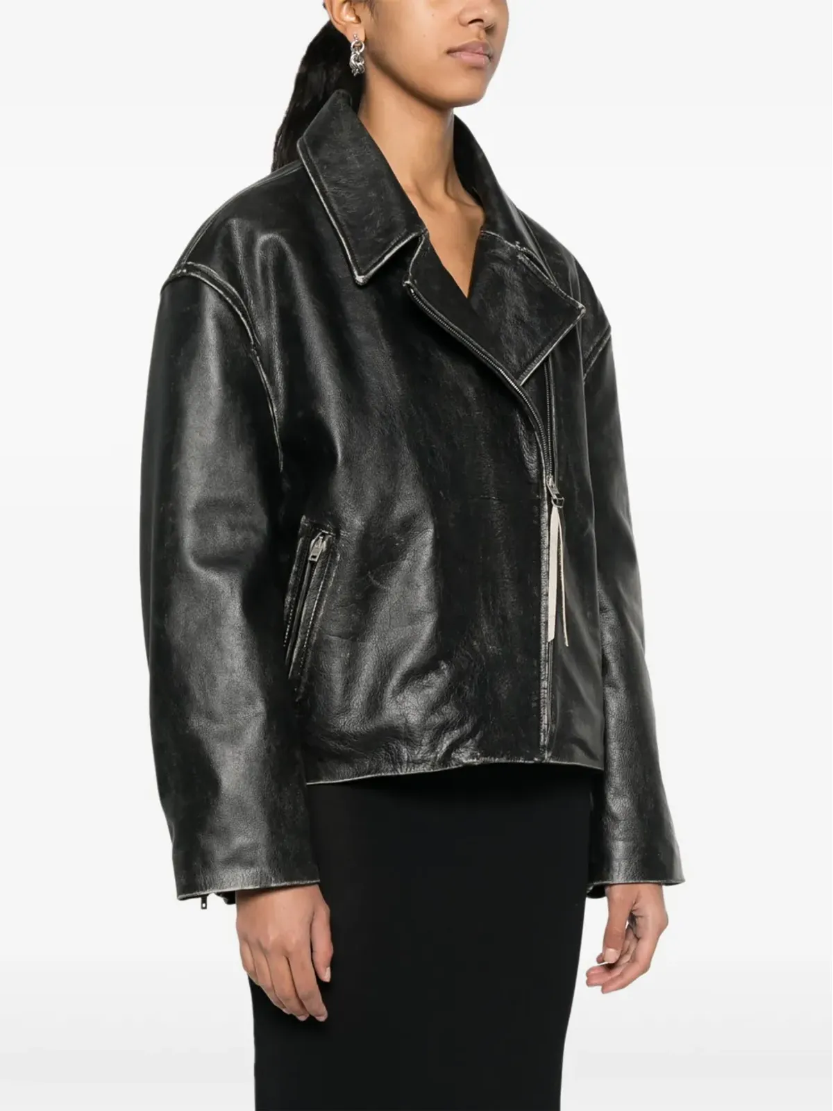 Acne Studios distressed-effect バイカージャケット ブラック - 画像3