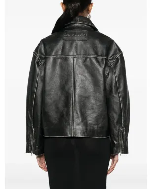 Acne Studios distressed-effect バイカージャケット ブラック - サムネイル4