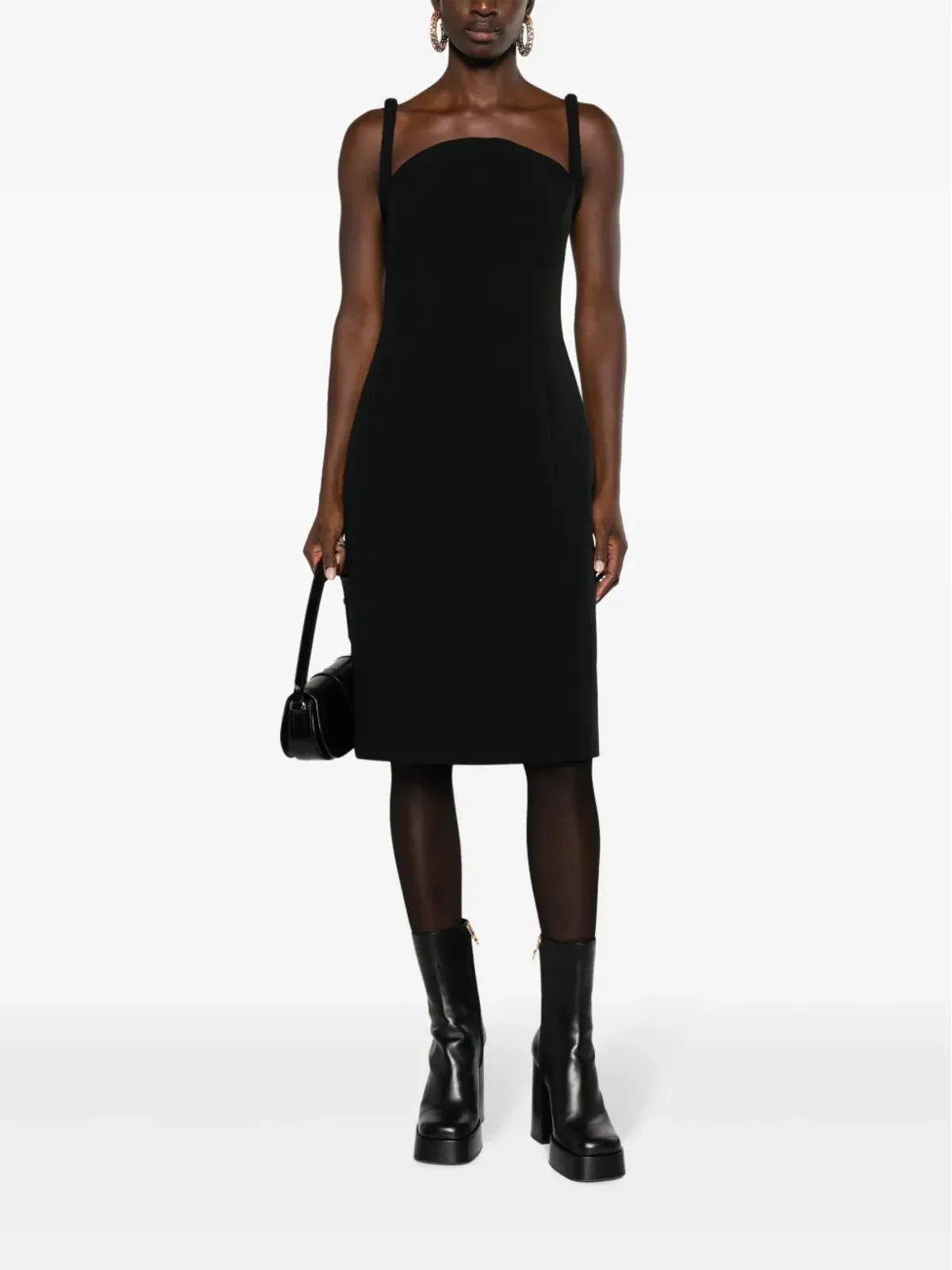 Versace ブラック ノースリーブ ミディドレス - 画像2