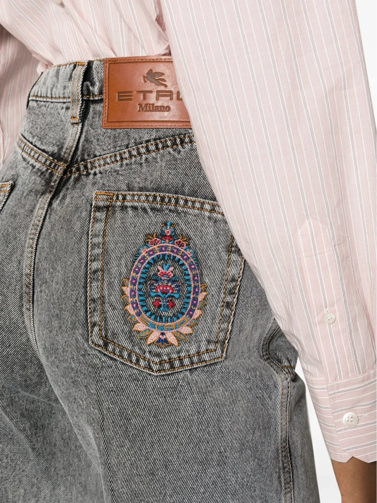 ETRO エンブロイダード フレアジーンズ グレー - 画像5