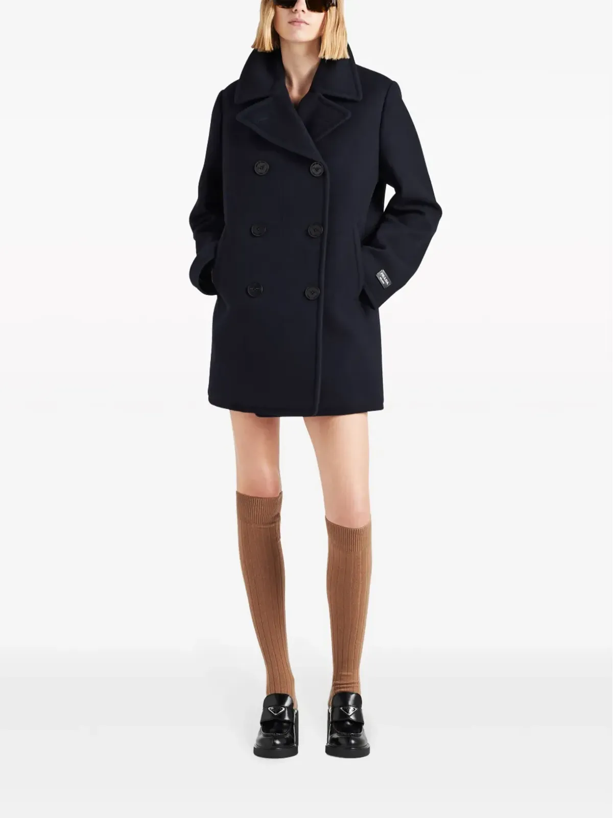 Prada ダブルブレスト ウール混ペーコート - 画像2