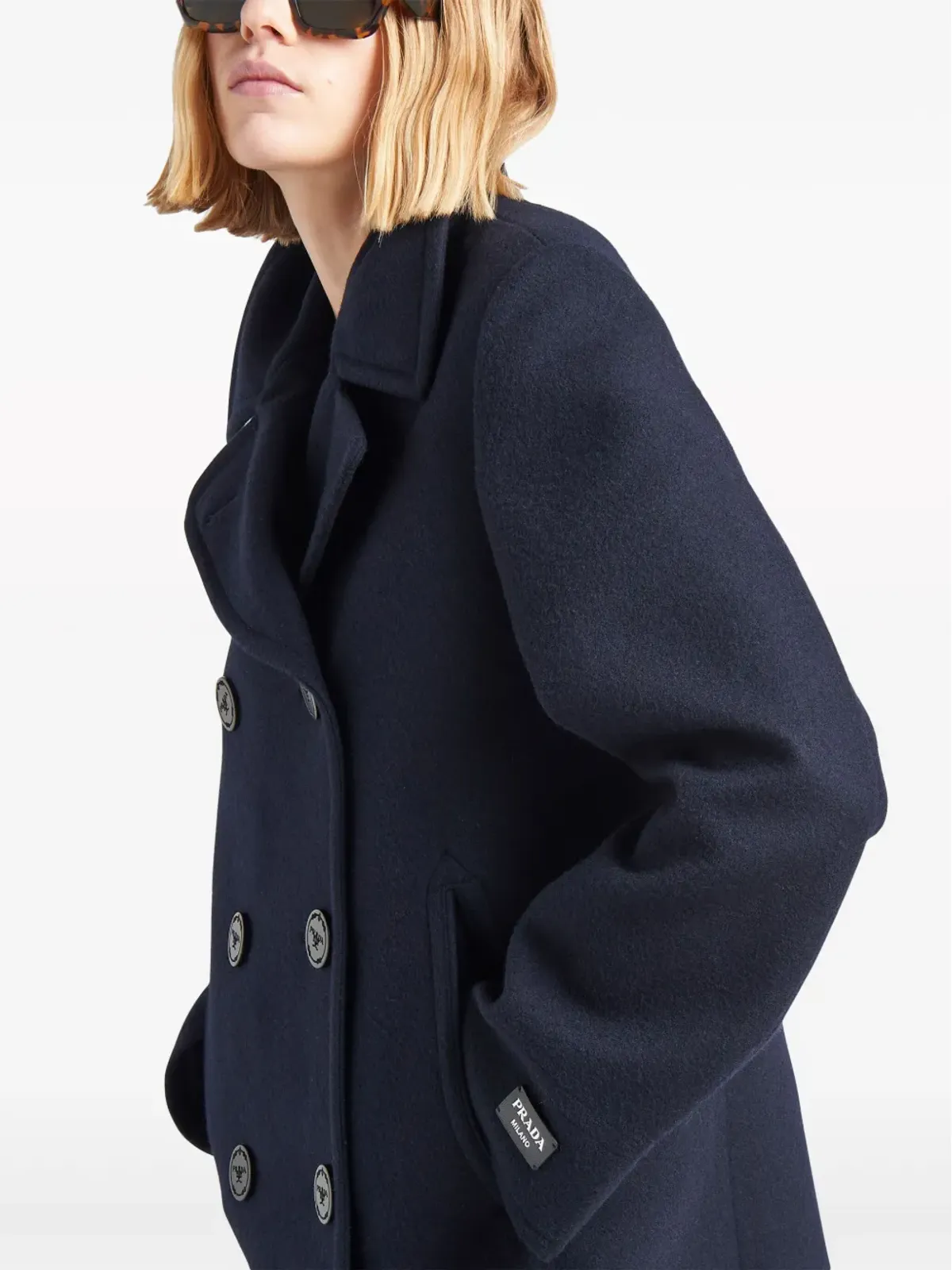 Prada ダブルブレスト ウール混ペーコート - 画像4