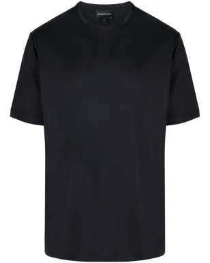 Emporio Armani ロゴ刺繍 コットン Tシャツ - ブルー - サムネイル1