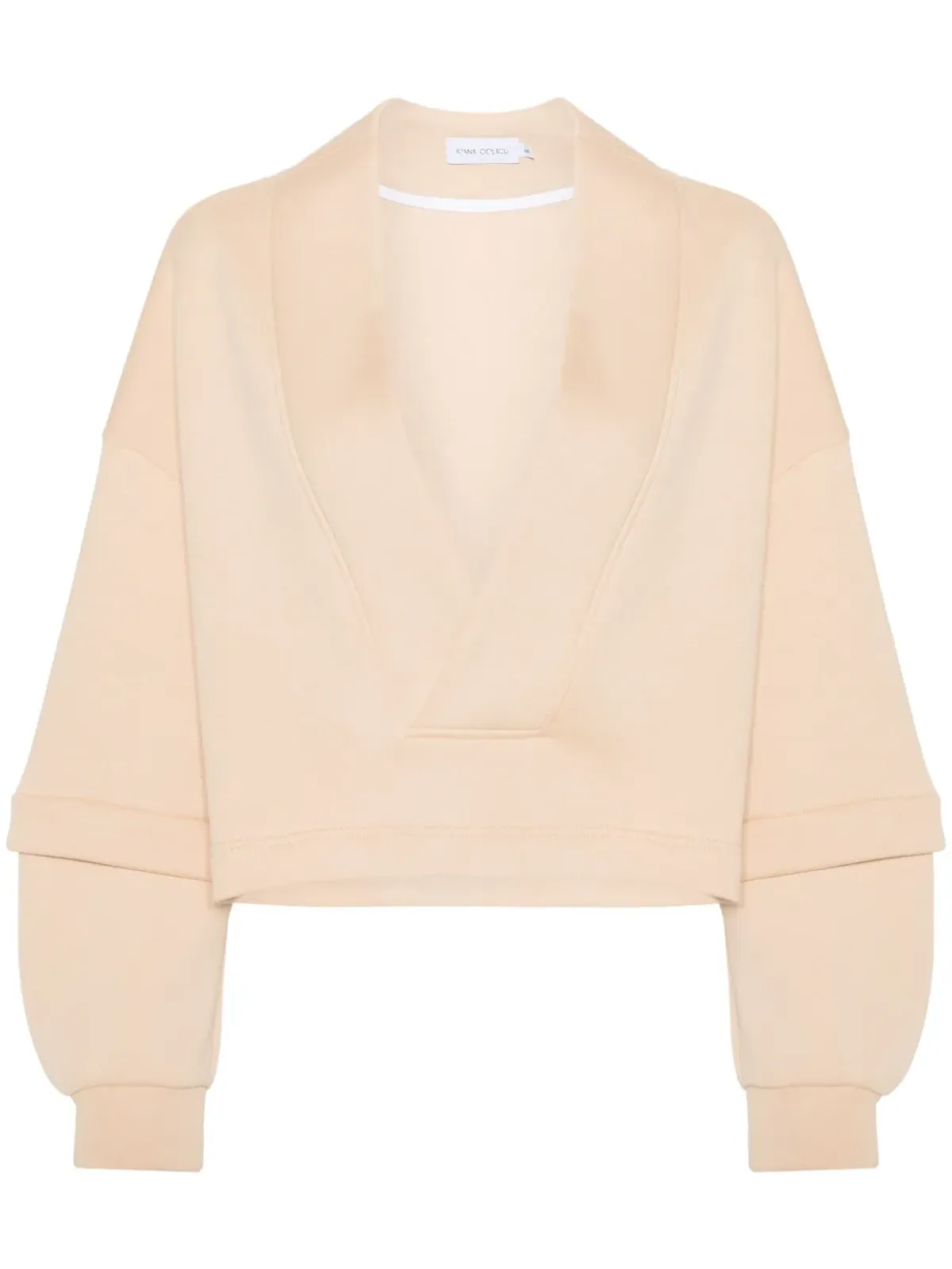Ioana Ciolacu V-neck cotton-blend sweatshirt - Neutrals - 画像1