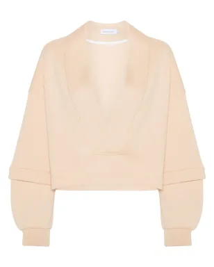 Ioana Ciolacu V-neck cotton-blend sweatshirt - Neutrals - サムネイル1