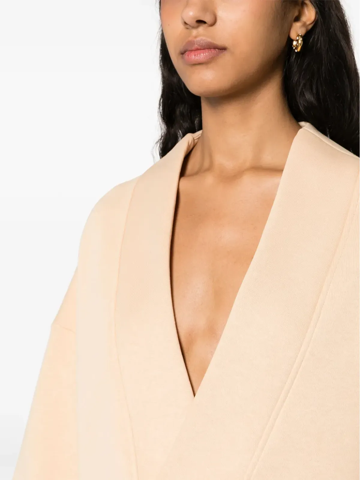 Ioana Ciolacu V-neck cotton-blend sweatshirt - Neutrals - 画像5
