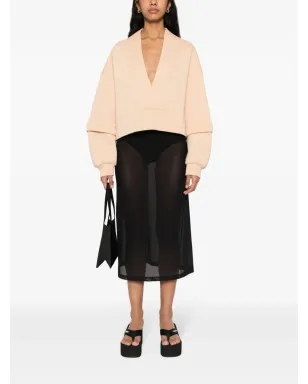 Ioana Ciolacu V-neck cotton-blend sweatshirt - Neutrals - サムネイル2