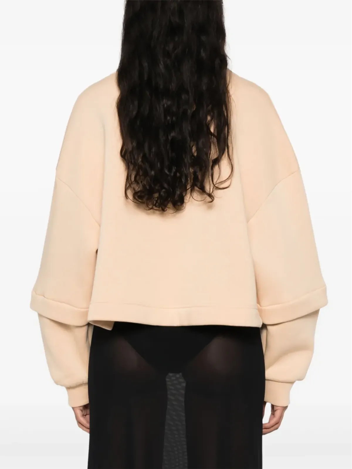 Ioana Ciolacu V-neck cotton-blend sweatshirt - Neutrals - 画像4