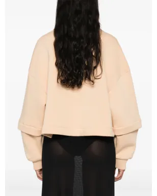 Ioana Ciolacu V-neck cotton-blend sweatshirt - Neutrals - サムネイル4