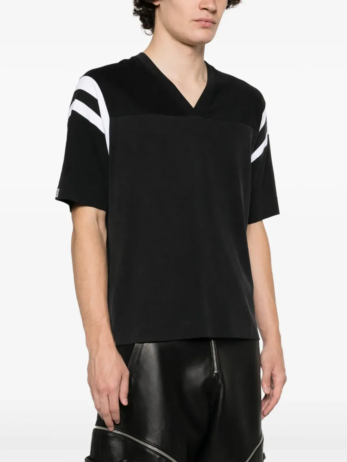 Givenchy パネルドVネック コットンTシャツ - ブラック - 画像3