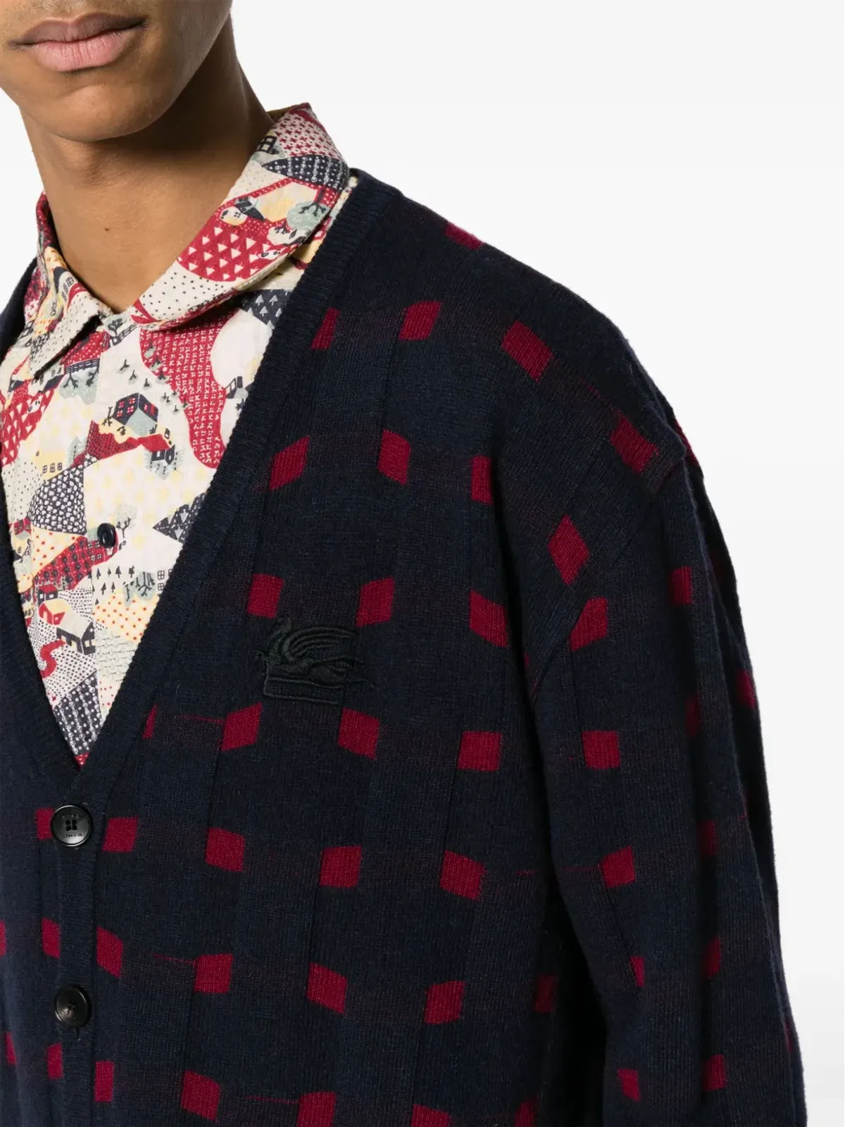 ETRO 柄編みVネック カーディガン - ブルー - 画像5