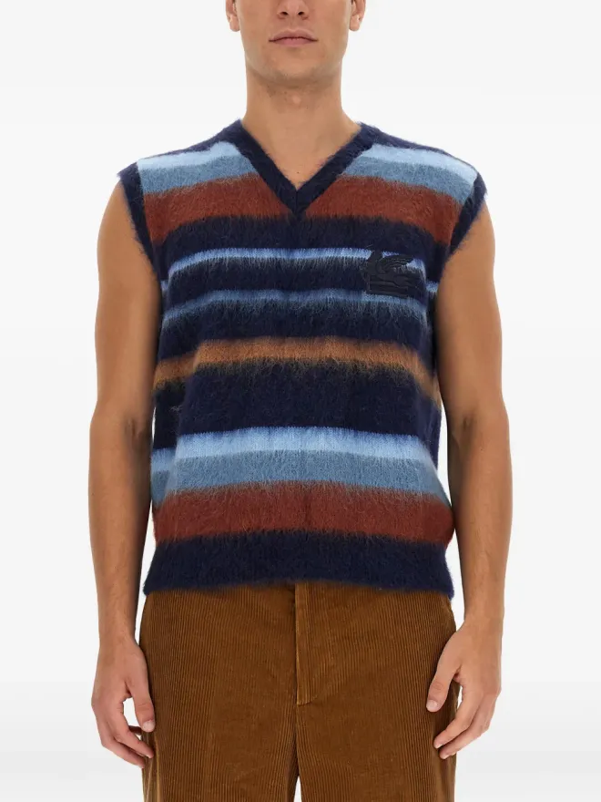 ETRO ETRO ストライプ柄 Vネック ベスト ブルーの商品画像