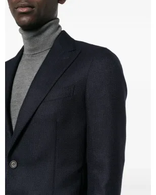 Bagnoli Sartoria Napoli シングルブレスト バージンウール ブレザー - ブルー - サムネイル5