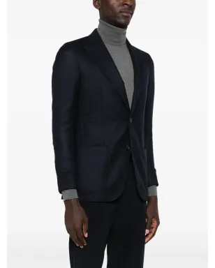 Bagnoli Sartoria Napoli シングルブレスト バージンウール ブレザー - ブルー - サムネイル3