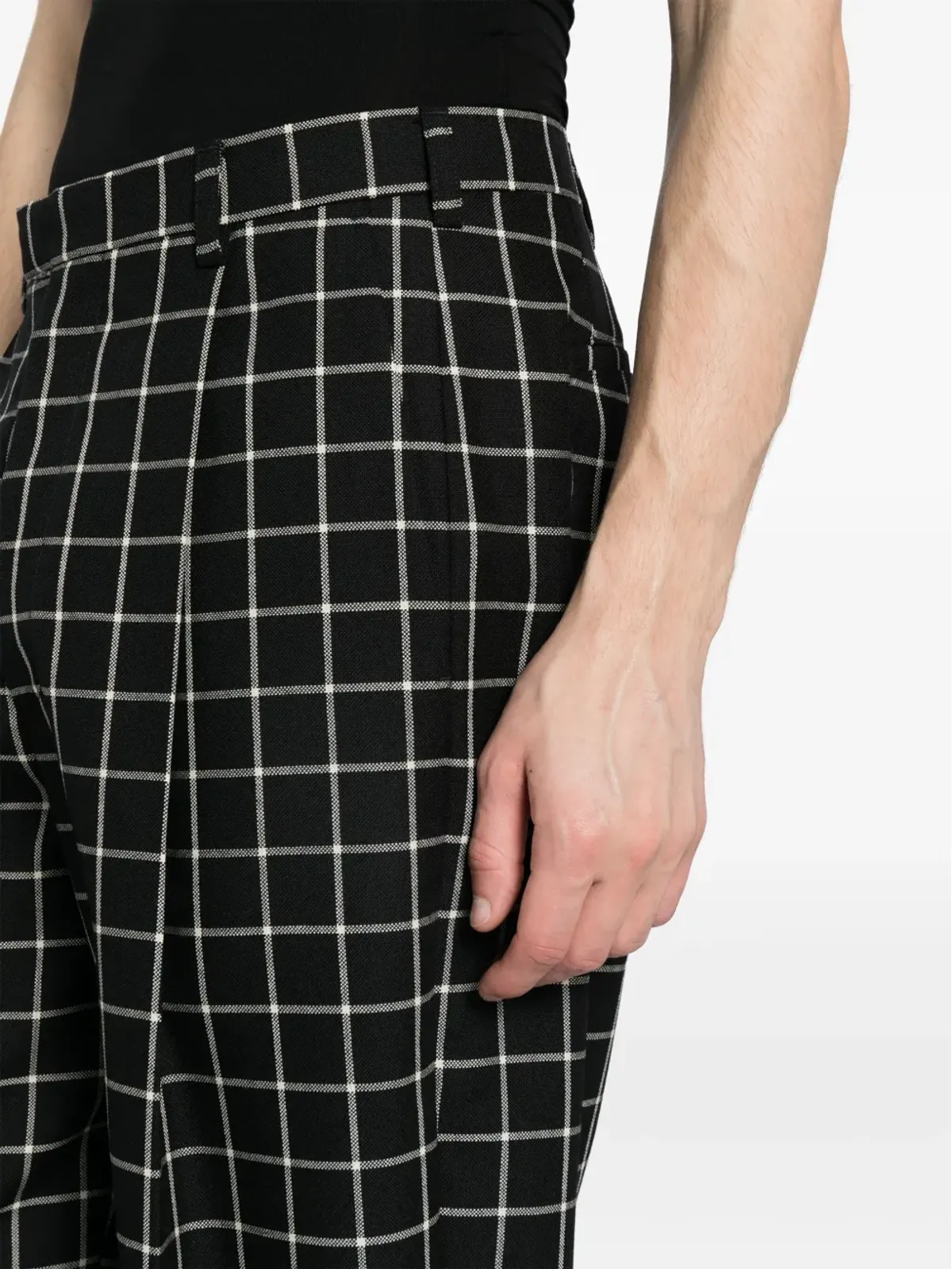 Marni チェック柄 テーパードパンツ - ブラック - 画像5