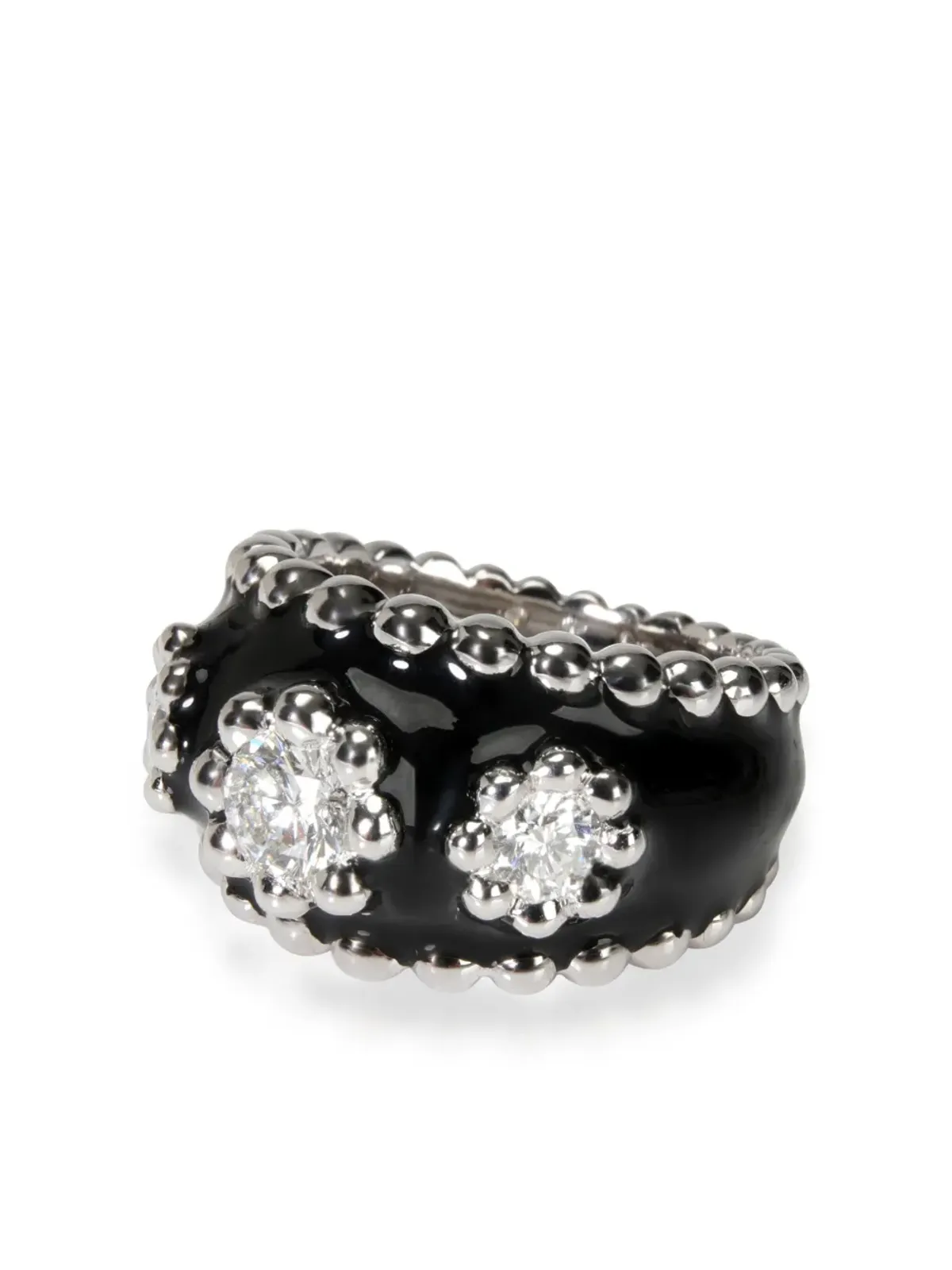 CHANEL ビンテージ 18Kホワイトゴールド エナメル カクテルリング - 画像2