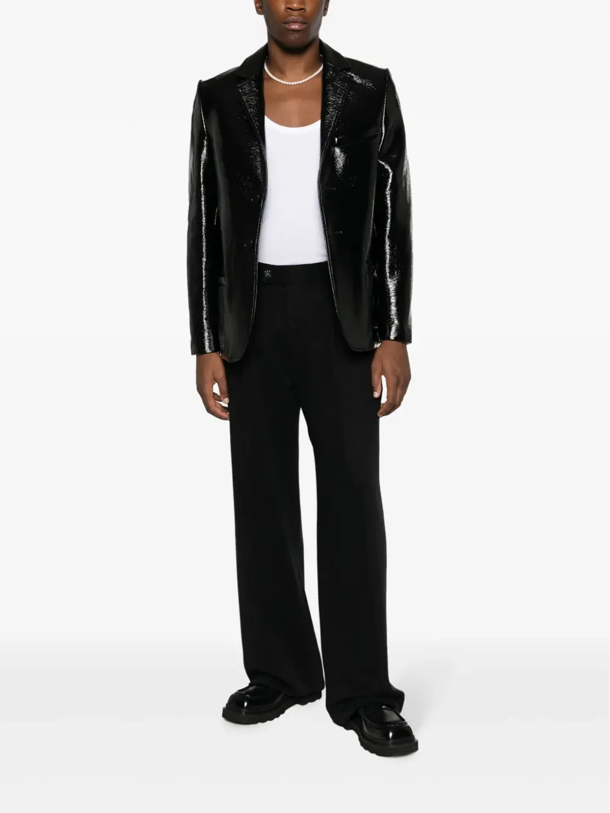 Courrèges ジップディテール パテント仕上げ ブレザー - ブラック - 画像2