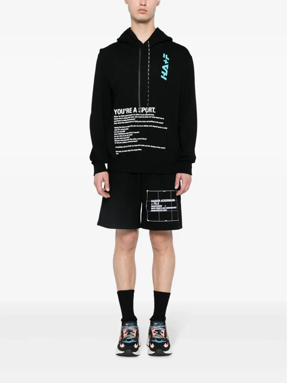 Haider Ackermann テキストプリント コットン パーカー - 画像2