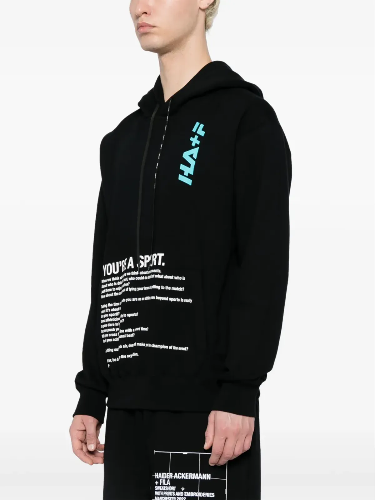 Haider Ackermann テキストプリント コットン パーカー - 画像3
