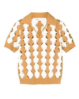 Tory Burch カットアウトポロカラーTシャツ - ブラウン - サムネイル1