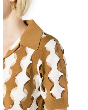 Tory Burch カットアウトポロカラーTシャツ - ブラウン - サムネイル5