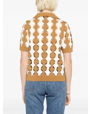Tory Burch カットアウトポロカラーTシャツ - ブラウン - サムネイル4