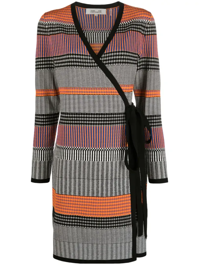 DVF Diane von Furstenberg DVF Diane von Furstenberg ブリジッド ジオメトリック柄 リブニット ラップドレスの商品画像
