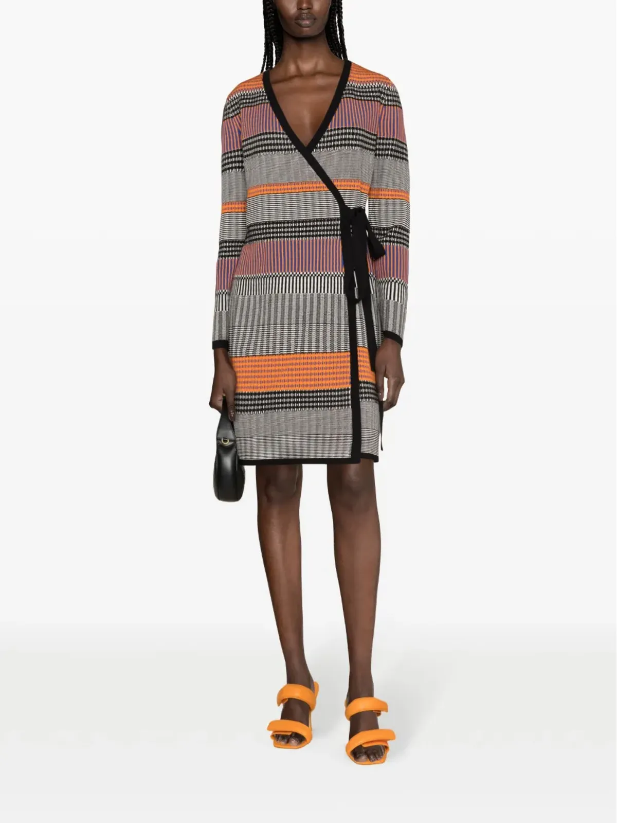DVF Diane von Furstenberg ブリジッド ジオメトリック柄 リブニット ラップドレス - 画像2