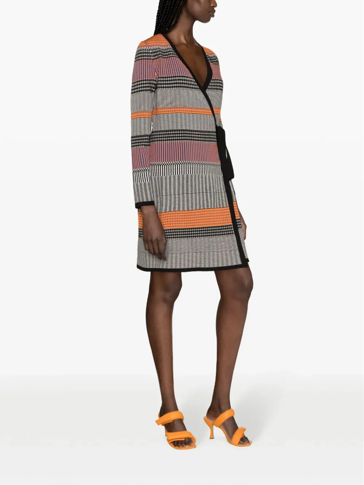 DVF Diane von Furstenberg ブリジッド ジオメトリック柄 リブニット ラップドレス - 画像3