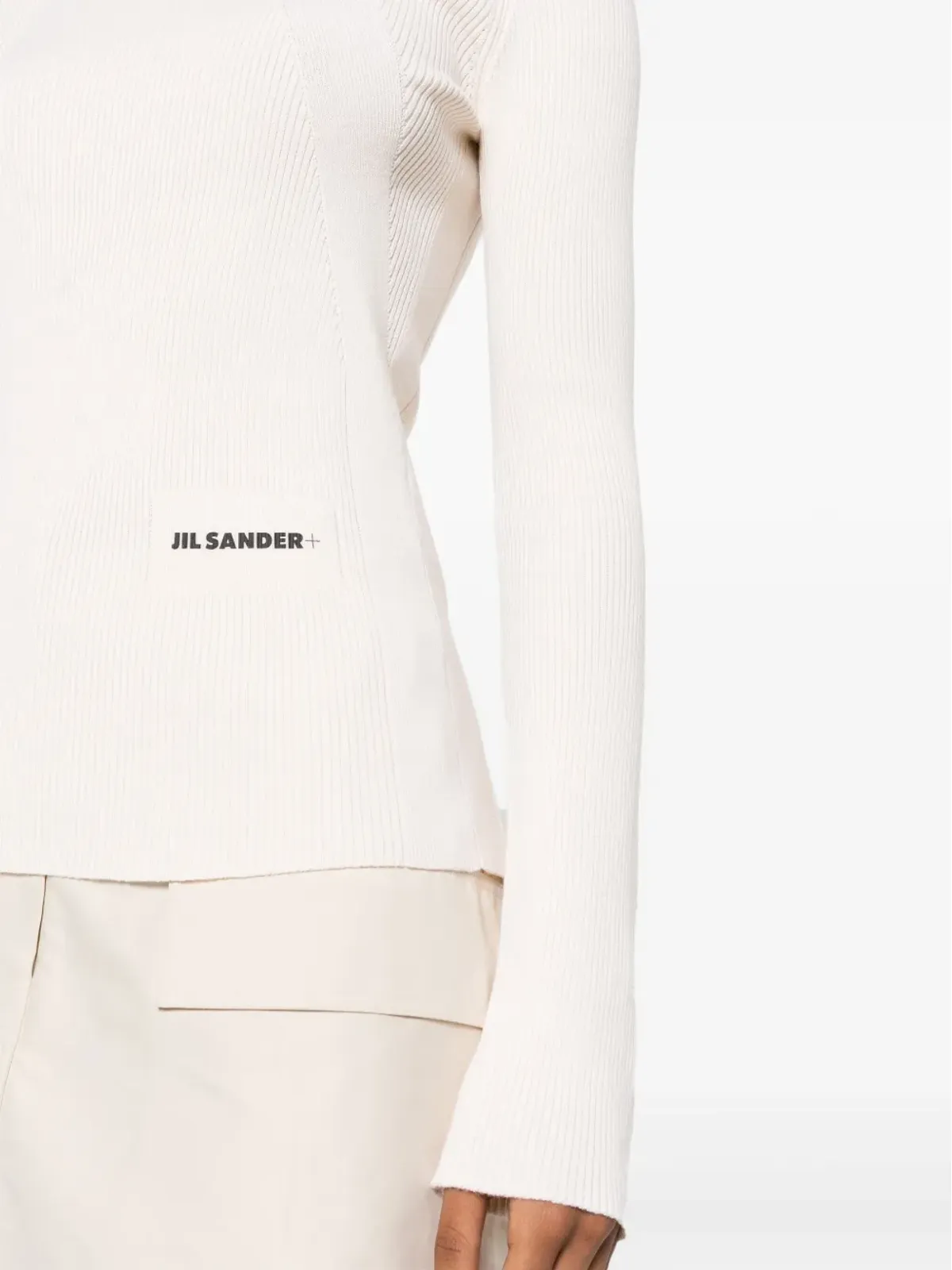 Jil Sander ロゴパッチ リブ編みトップ - 画像5