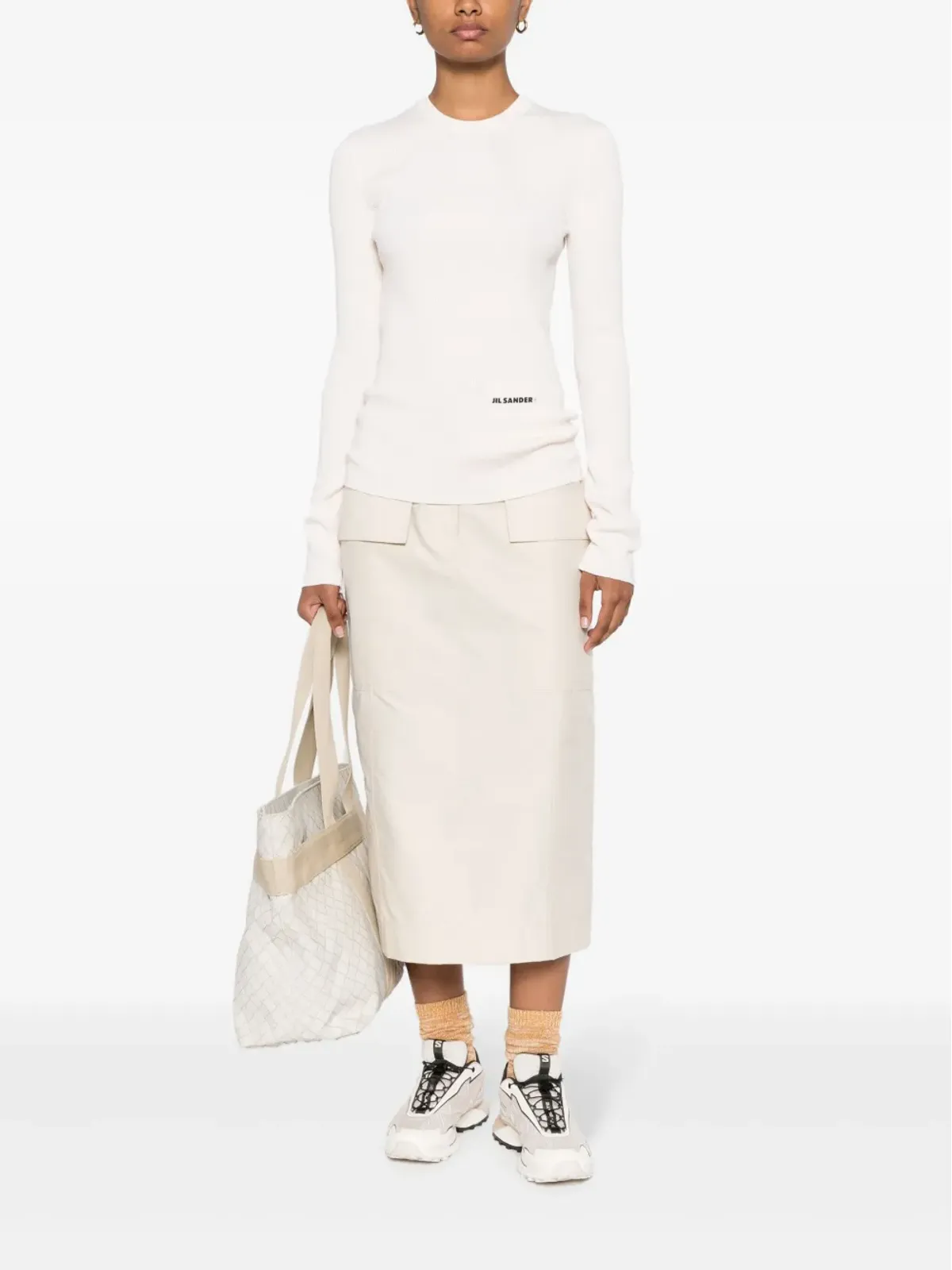 Jil Sander ロゴパッチ リブ編みトップ - 画像2