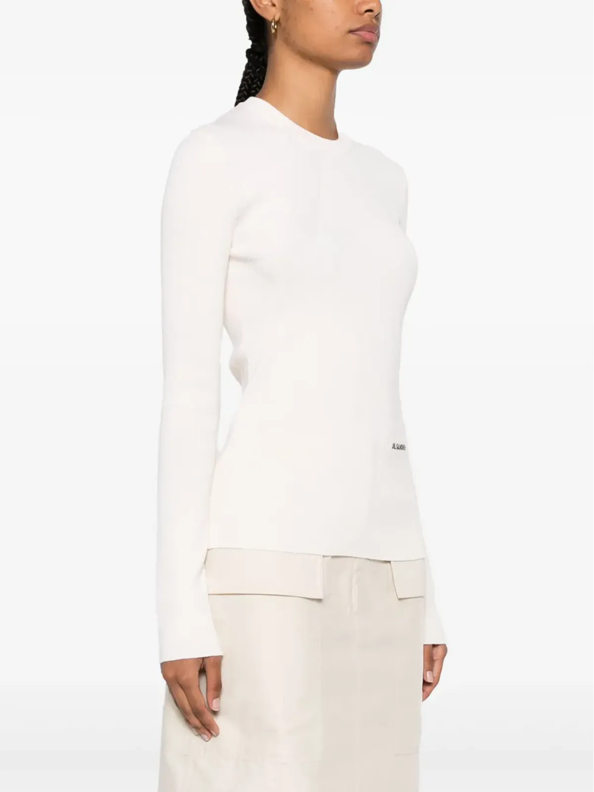 Jil Sander ロゴパッチ リブ編みトップ - 画像3