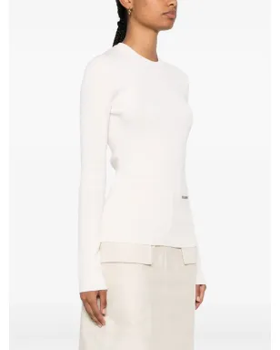 Jil Sander ロゴパッチ リブ編みトップ - サムネイル3